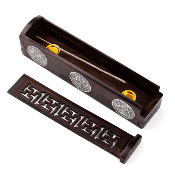 Mango Wood Incense Burner Box - Tree of Life - Image 4