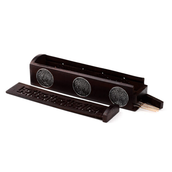 Mango Wood Incense Burner Box - Tree of Life - Image 5