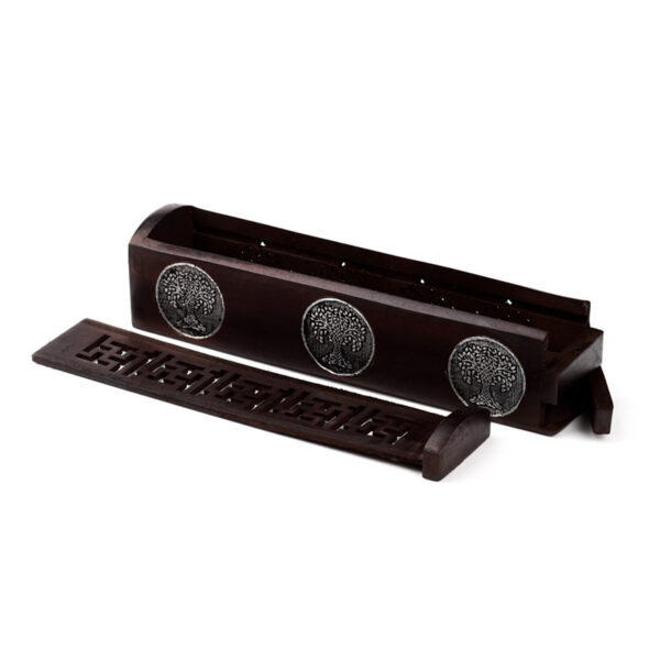 Mango Wood Incense Burner Box - Tree of Life - Image 9