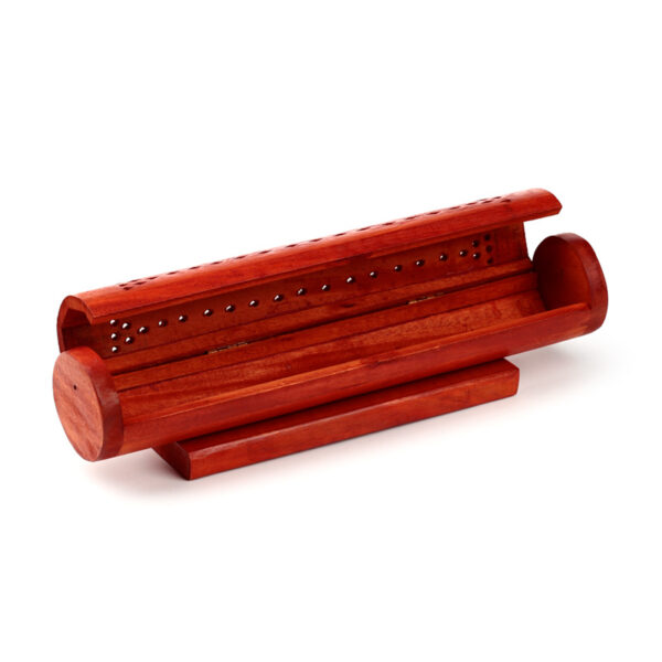 Mango Wood Incense Burner Box - Round Fretwork - Image 2