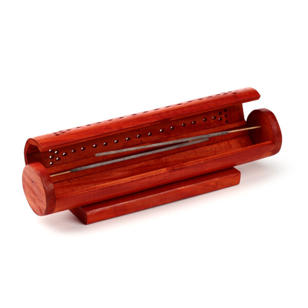 Mango Wood Incense Burner Box - Round Fretwork - Image 3