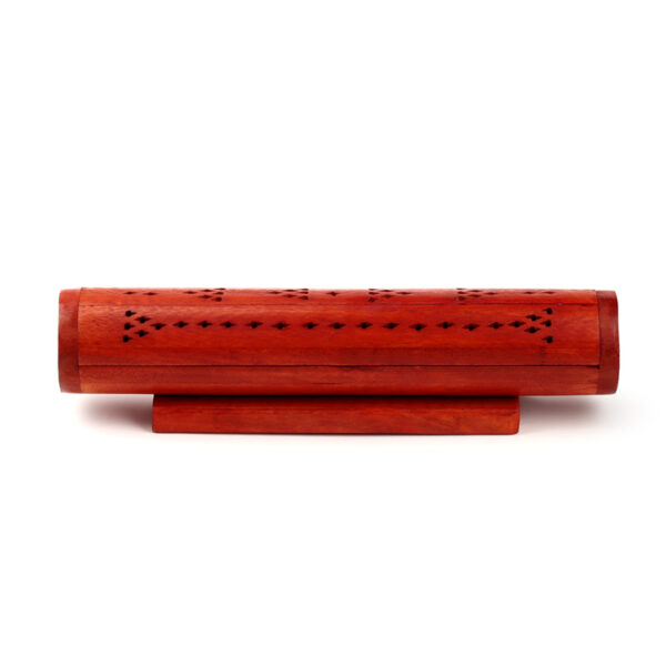 Mango Wood Incense Burner Box - Round Fretwork - Image 4