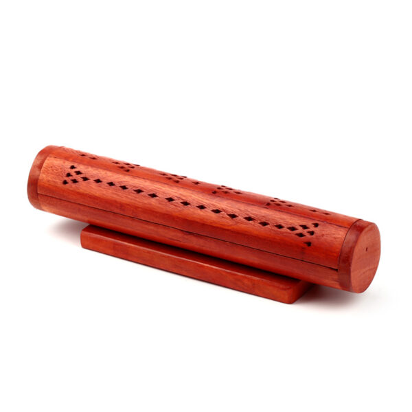 Mango Wood Incense Burner Box - Round Fretwork - Image 5