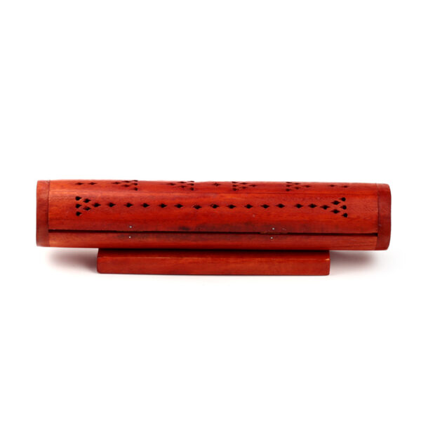 Mango Wood Incense Burner Box - Round Fretwork - Image 6