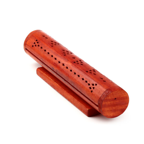 Mango Wood Incense Burner Box - Round Fretwork - Image 7