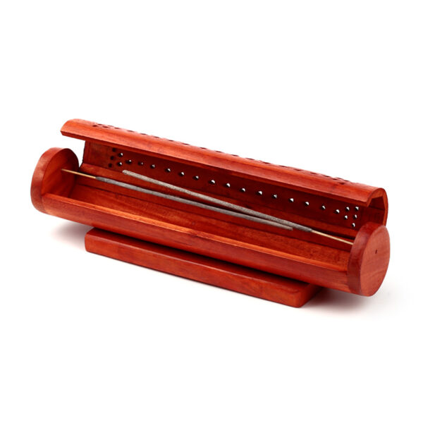 Mango Wood Incense Burner Box - Round Fretwork - Image 9