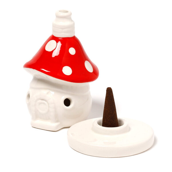 Ceramic Incense Cone Burner - Fairy Toadstool House - Image 2