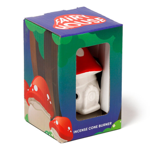 Ceramic Incense Cone Burner - Fairy Toadstool House - Image 3