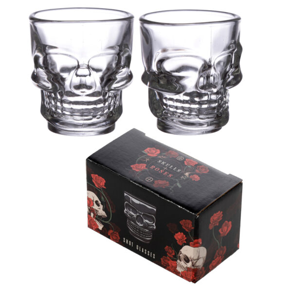 Fun Collectable Glass Shot Glass Set of 2 - Skulls (60ml) - Image 8
