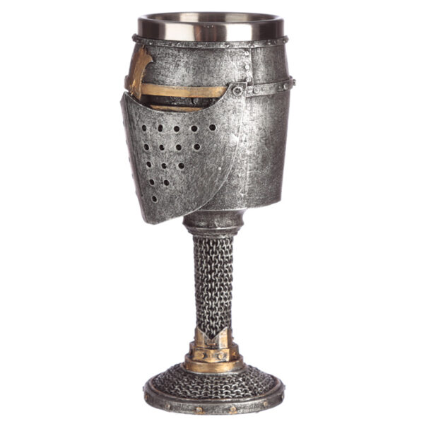 Collectable Decorative Medieval Helmet and Chain Mail Goblet - Image 2