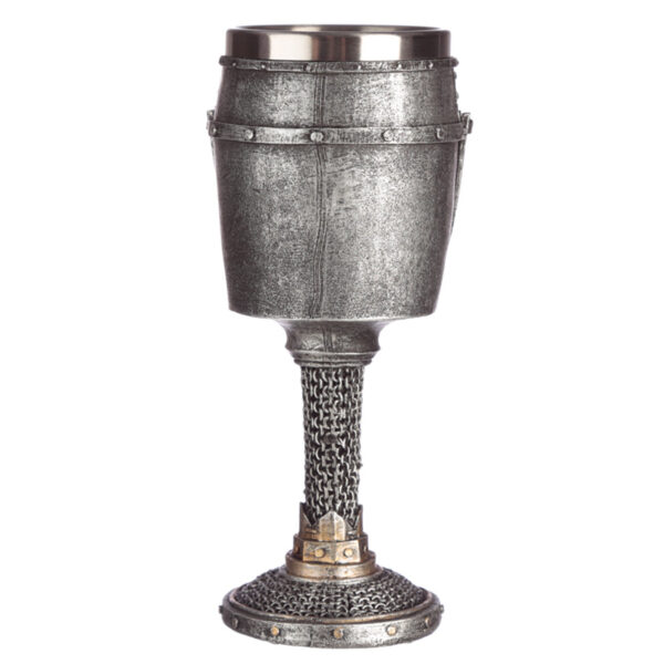 Collectable Decorative Medieval Helmet and Chain Mail Goblet - Image 3