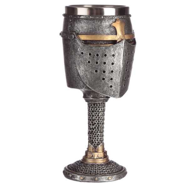 Collectable Decorative Medieval Helmet and Chain Mail Goblet - Image 4