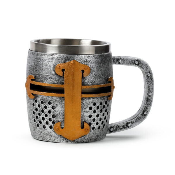 Decorative Tankard - Medieval Knight Silver & Gold Helmet - Image 2