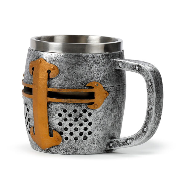 Decorative Tankard - Medieval Knight Silver & Gold Helmet - Image 3