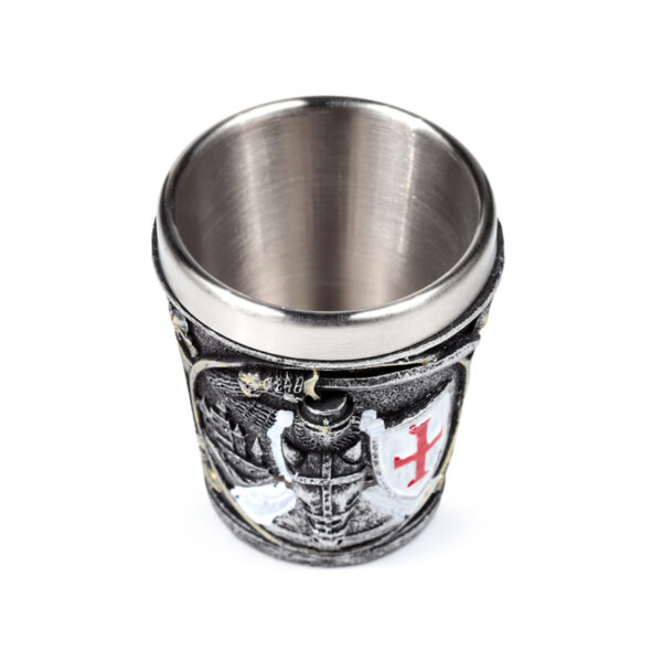 Decorative Shot Glass - Medieval Knight with White & Red Shield - Image 2