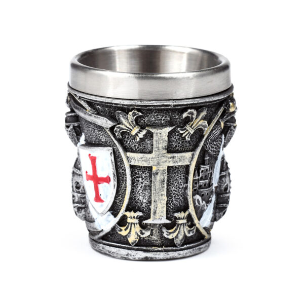 Decorative Shot Glass - Medieval Knight with White & Red Shield - Image 3
