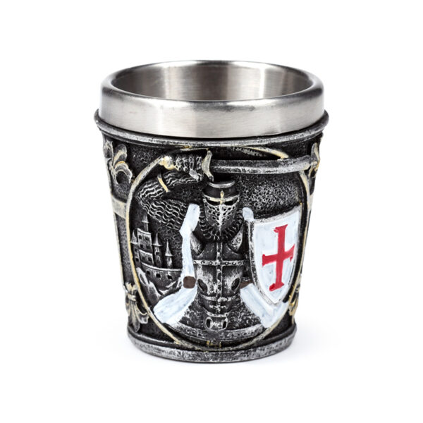 Decorative Shot Glass - Medieval Knight with White & Red Shield - Image 4