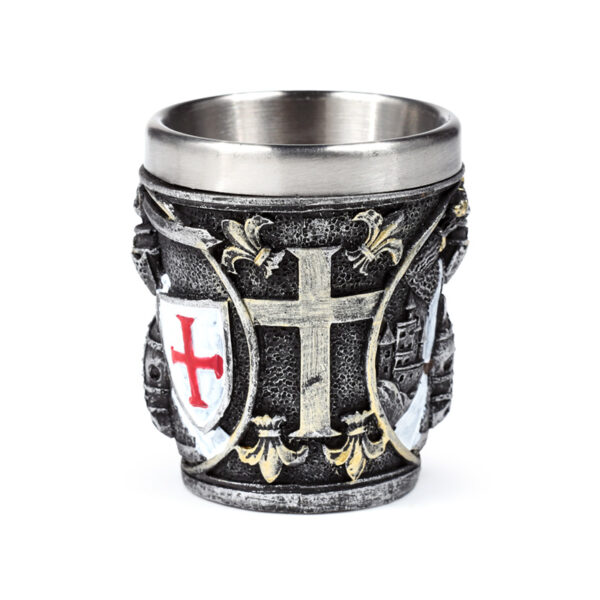 Decorative Shot Glass - Medieval Knight with White & Red Shield - Image 5