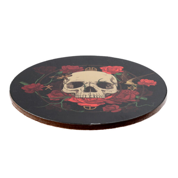 Set of 4 Cork Novelty Coasters - Skulls and Roses - Image 5