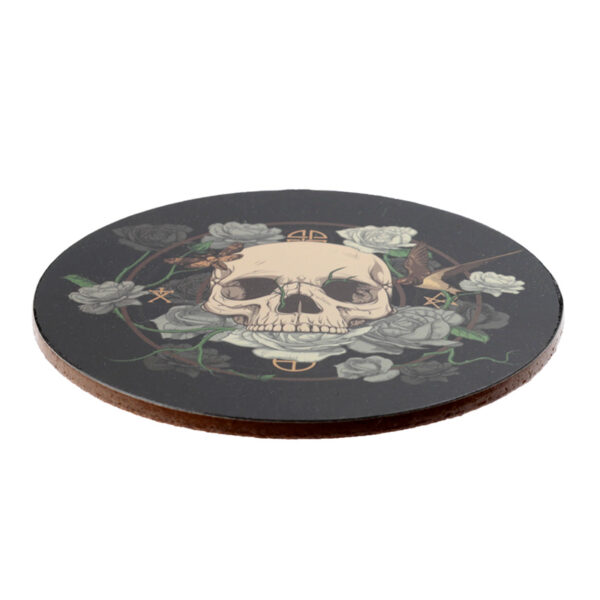 Set of 4 Cork Novelty Coasters - Skulls and Roses - Image 6