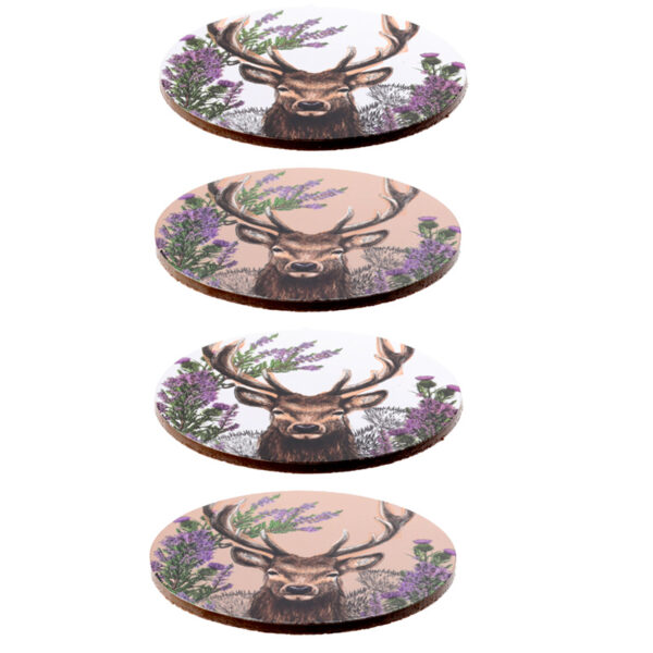 Set of 4 Cork Novelty Coasters - Wild Stag - Image 2