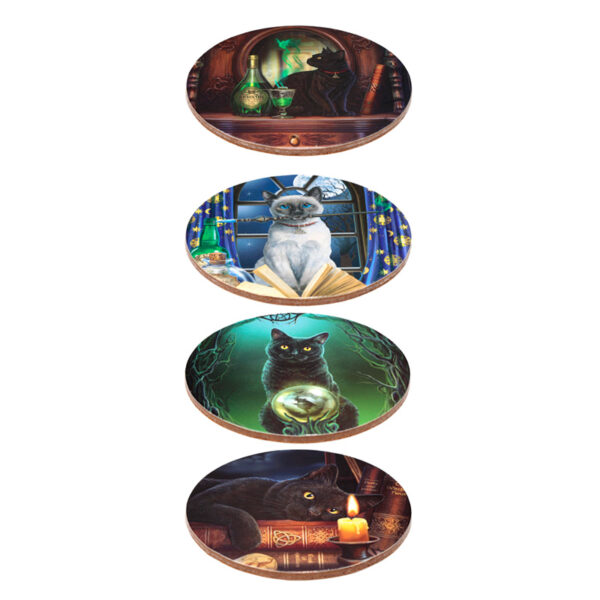 Set of 4 Cork Novelty Coasters - Lisa Parker Magic Cats - Image 2