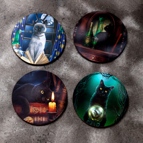 Set of 4 Cork Novelty Coasters - Lisa Parker Magic Cats - Image 7