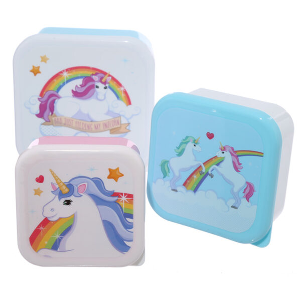 Lunch Boxes Set of 3 (S/M/L) - Enchanted Rainbow Unicorn - Image 5
