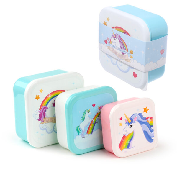 Lunch Boxes Set of 3 (S/M/L) - Enchanted Rainbow Unicorn - Image 7
