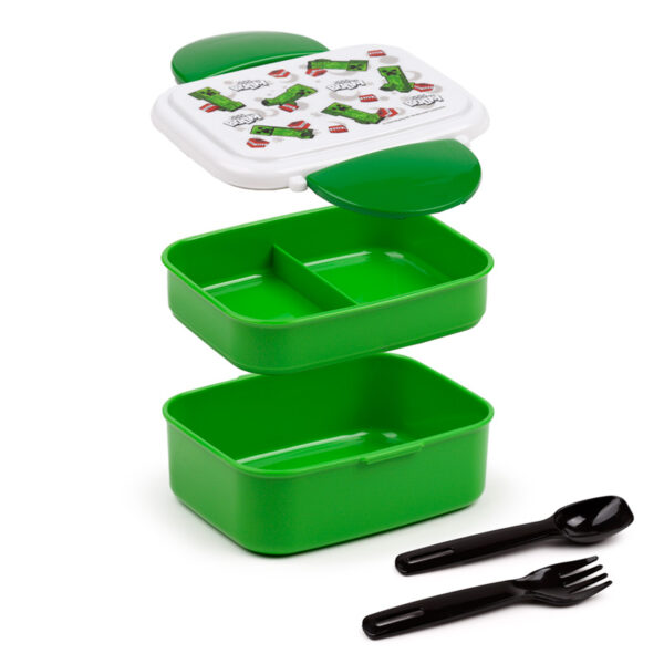 Bento Clip Lock Lunch Box with Cutlery - Minecraft Creeper & TNT - Image 2