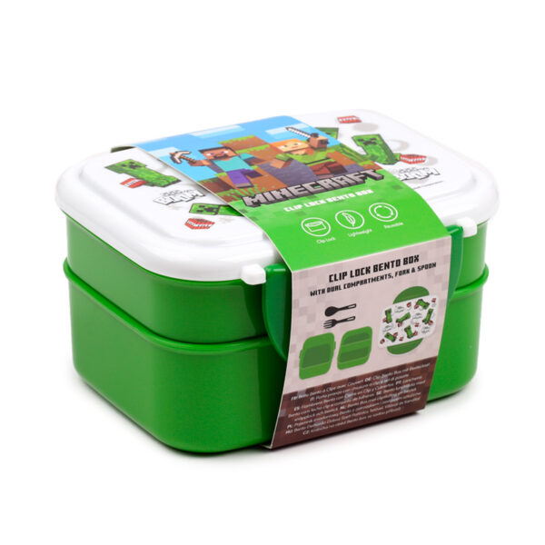 Bento Clip Lock Lunch Box with Cutlery - Minecraft Creeper & TNT - Image 3