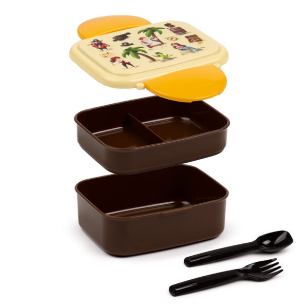 Bento Clip Lock Lunch Box with Cutlery - Jolly Rogers Pirates - Image 2