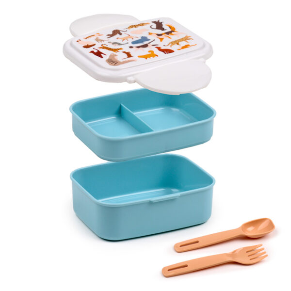 Bento Clip Lock Lunch Box with Cutlery - Feline Fine Cats - Image 2