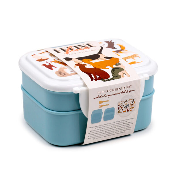 Bento Clip Lock Lunch Box with Cutlery - Feline Fine Cats - Image 3
