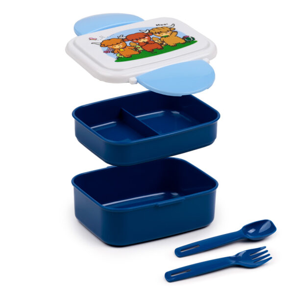 Bento Clip Lock Lunch Box with Cutlery - Adoramals Highland Coo - Image 2