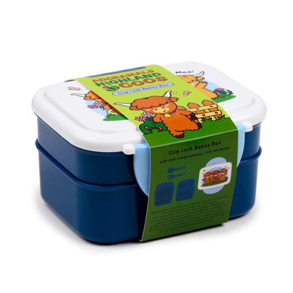 Bento Clip Lock Lunch Box with Cutlery - Adoramals Highland Coo - Image 3