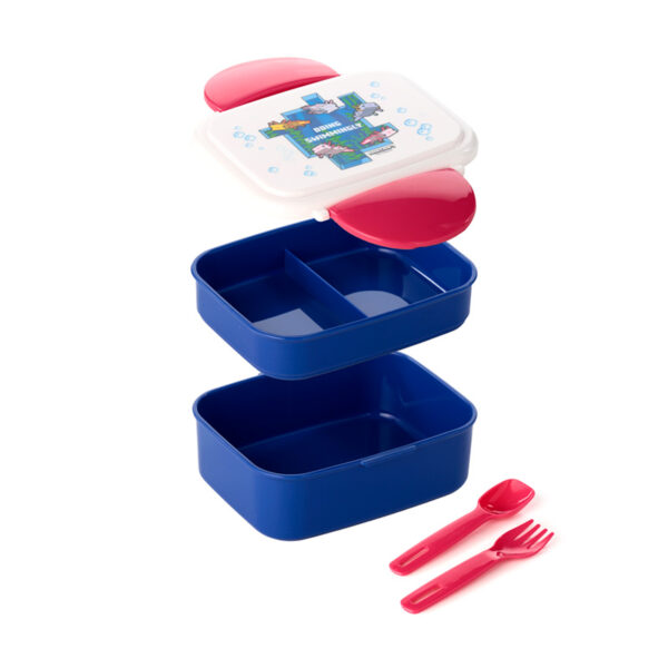Bento Clip Lock Lunch Box with Cutlery - Minecraft Axolotl - Image 2
