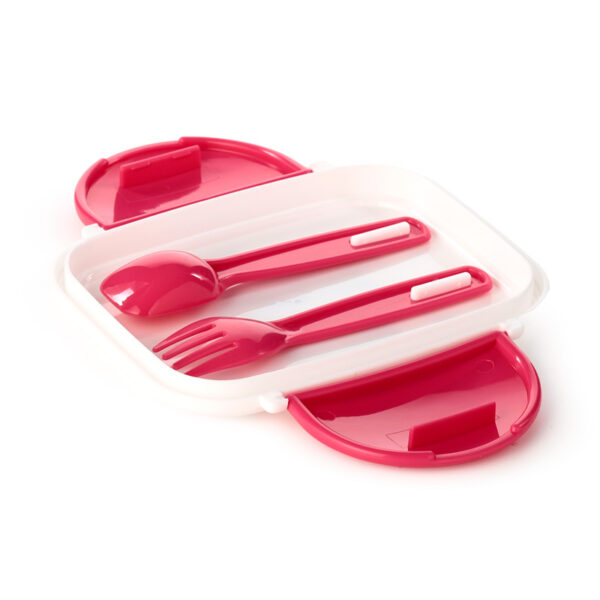 Bento Clip Lock Lunch Box with Cutlery - Minecraft Axolotl - Image 4