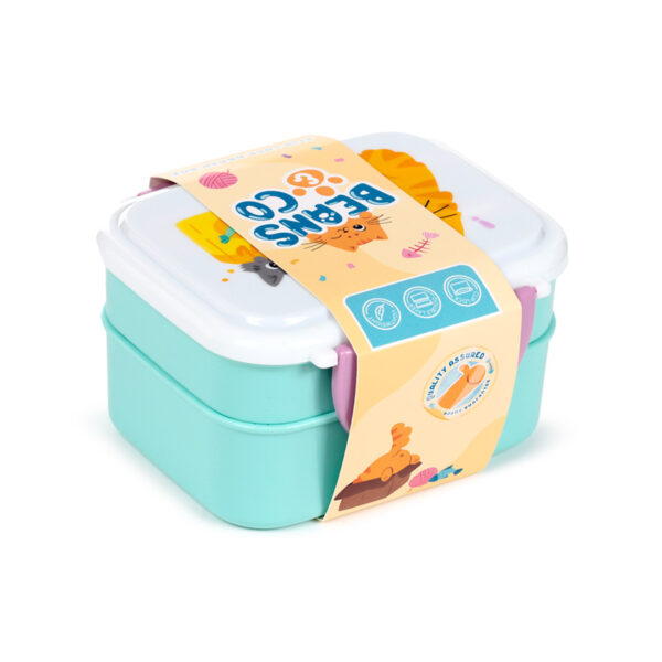 Bento Clip Lock Lunch Box with Cutlery - Beans & Co Cats - Image 9
