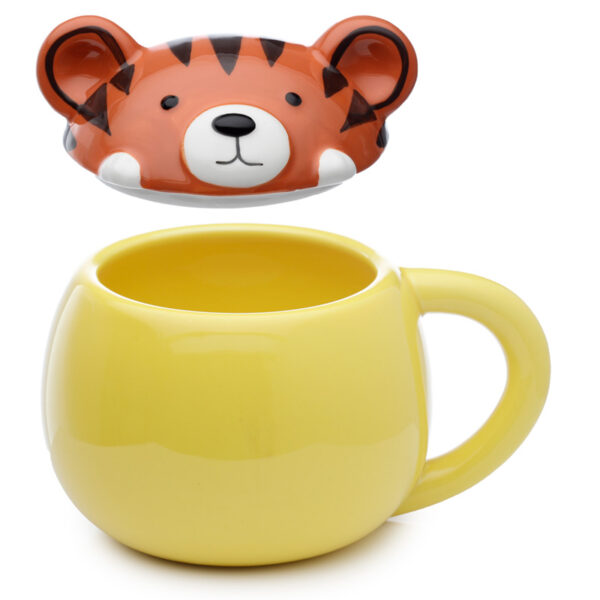 Peeping Lid Ceramic Lidded Animal Mug - Adoramals Tiger - Image 2