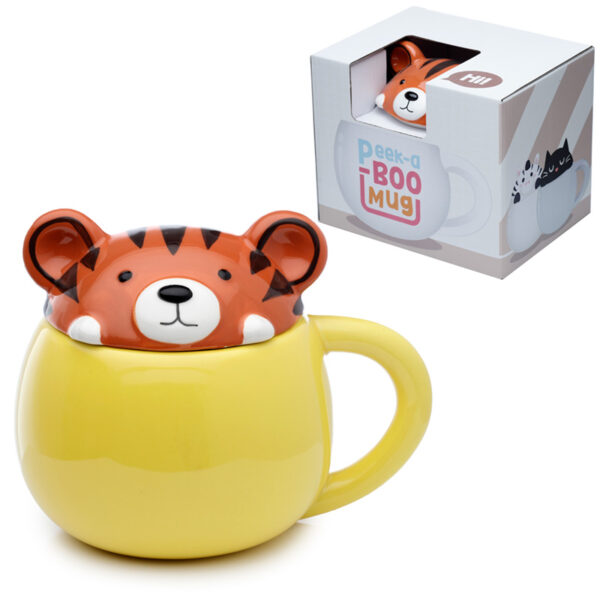 Peeping Lid Ceramic Lidded Animal Mug - Adoramals Tiger - Image 8