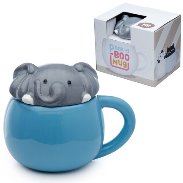 Peeping Lid Ceramic Lidded Animal Mug - Adoramals Elephant - Image 8