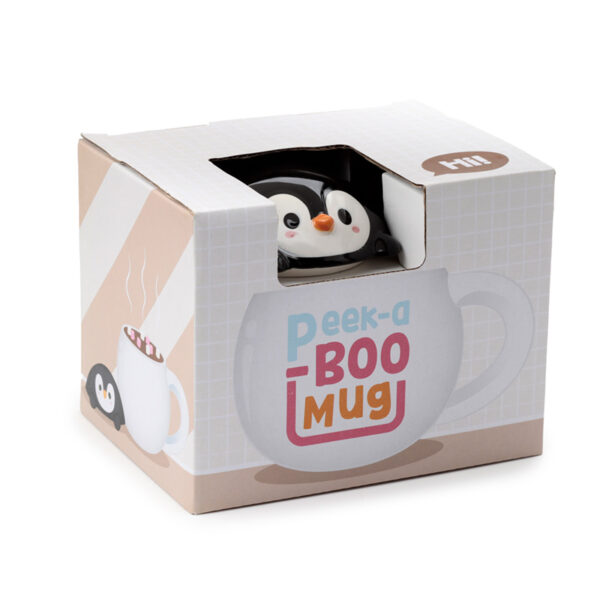 Peeping Lid Ceramic Lidded Animal Mug - Huddle Penguin - Image 2