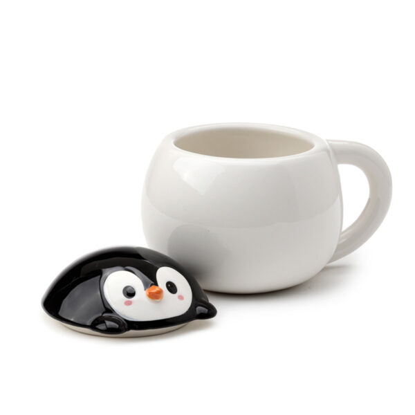 Peeping Lid Ceramic Lidded Animal Mug - Huddle Penguin - Image 3