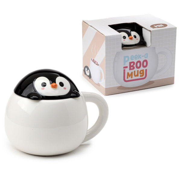 Peeping Lid Ceramic Lidded Animal Mug - Huddle Penguin - Image 8