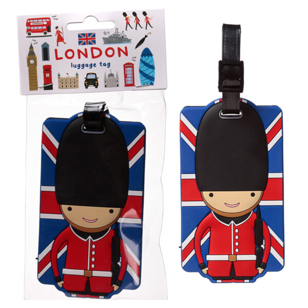 PVC Luggage Tag - London Souvenir Union Jack London Guardsman - Image 4