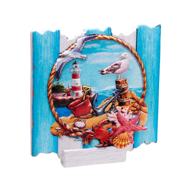 3D Printed Souvenir Seaside Magnet - Blue Fencing Frame - Image 2