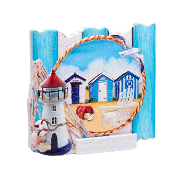 3D Printed Souvenir Seaside Magnet - Blue Fencing Frame - Image 3