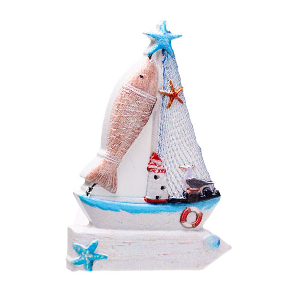 3D Printed Souvenir Seaside Magnet - Sailing Boat Sign & Fish - Image 2