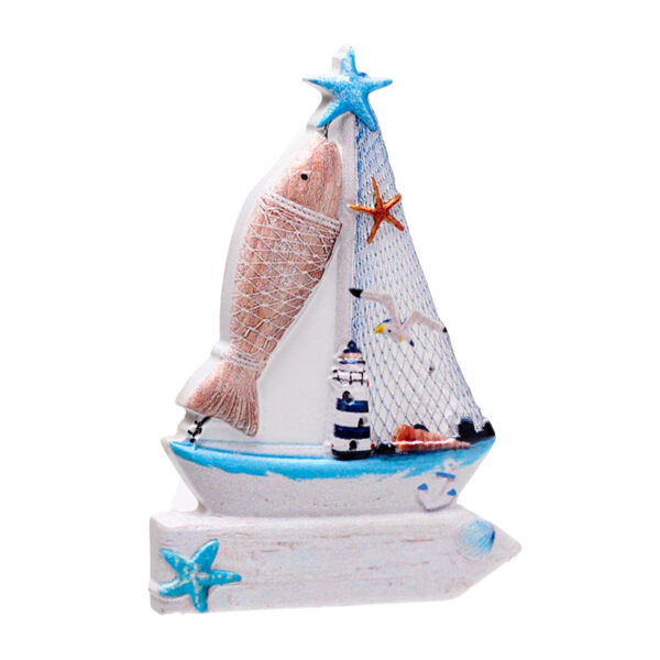 3D Printed Souvenir Seaside Magnet - Sailing Boat Sign & Fish - Image 3